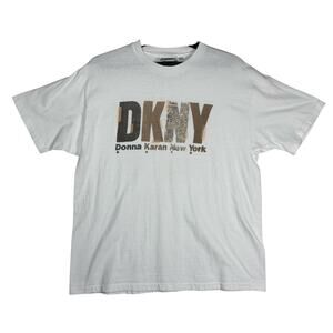 DKNY Donna Karan New York Graphic T Shirt White Made‎ USA Mens L